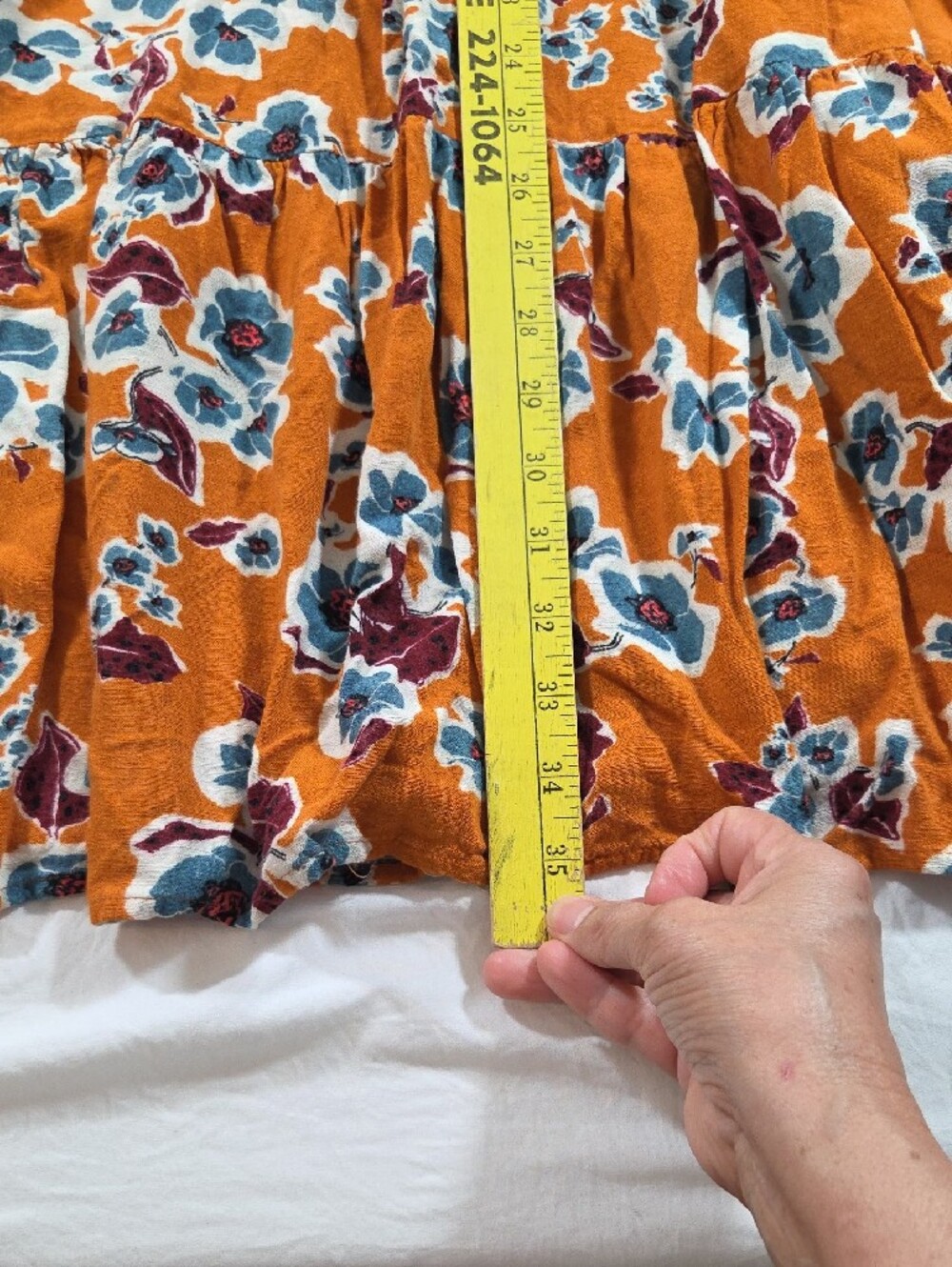 Ava & Viv V-Neck Mustard Floral Midi Dress Ruched Front Short Sleeves Plus Size - Picture 7 of 10